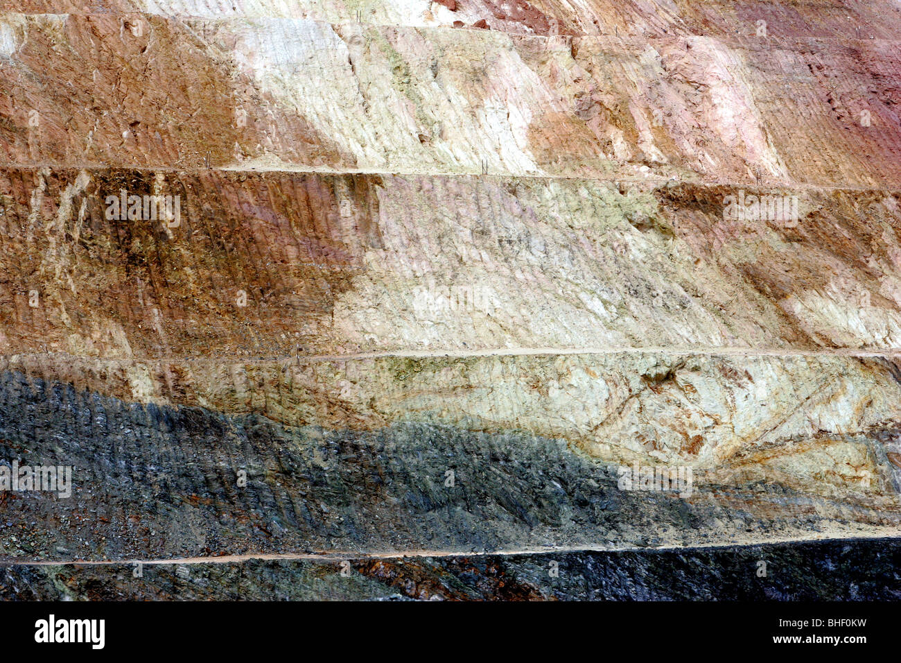 Rock profile in the main pit at ERA's Ranger Uranium Mine, northern territory, australia. Stock Photo