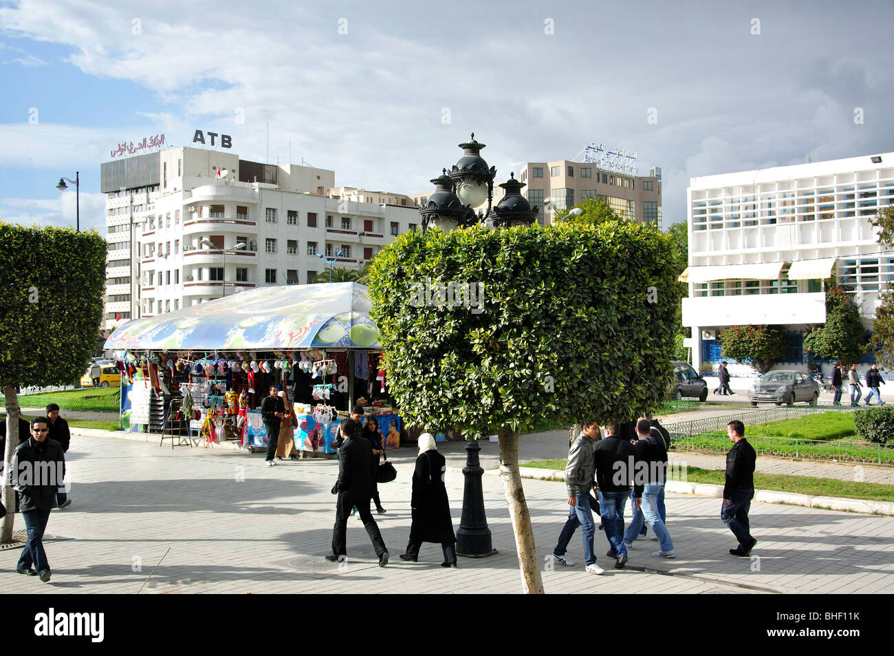 Avenue Habib Bourguiba, Tunis, Tunis Governorate, Tunisia Stock Photo