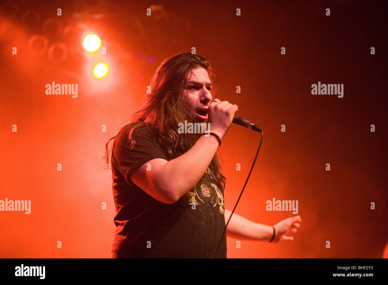 BUDAPEST - JANUARY 26: Power Metal Band from Cyprus called Winters Verge performs on stage at PeCsa Stock Photo