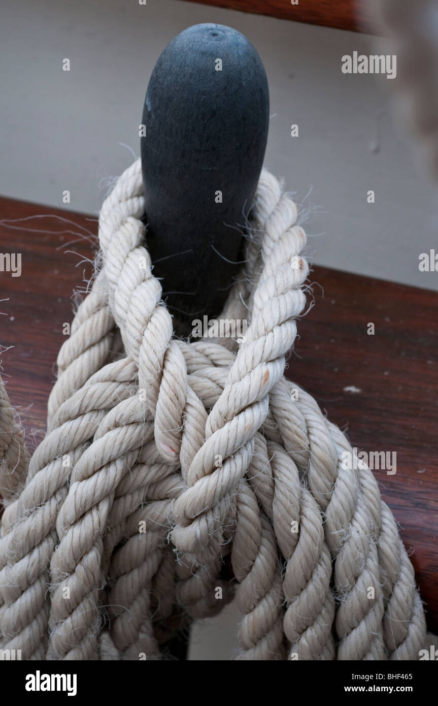 Ship's rigging on the sailing tall ship, Solway Lass Stock Photo