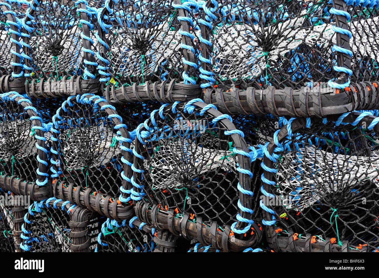 Lobster pots, Angus, Scotland, UK Stock Photo