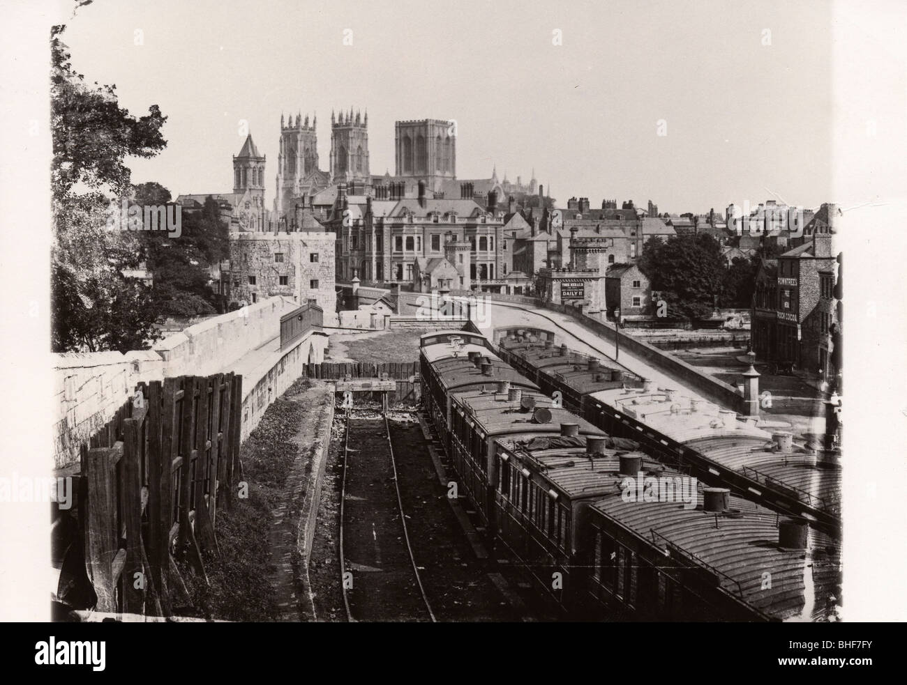 North Eastern Railway Carriages on the railway sidings at Tanner’s moat, York, Yorkshire, c1897. Artist: Unknown Stock Photo
