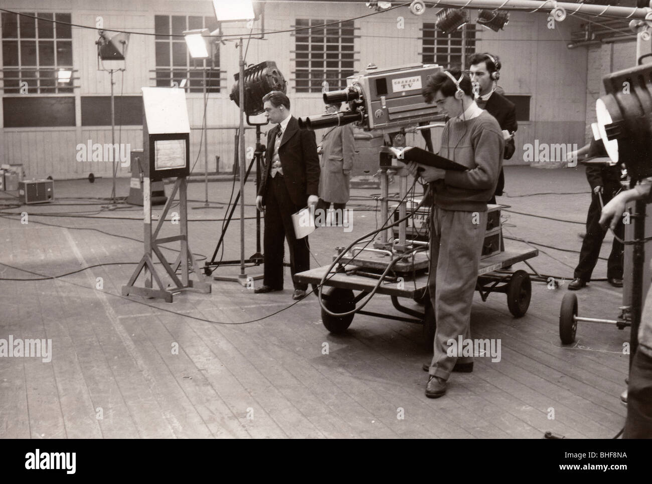 A TV crew, Railway Institute, York, Yorkshire, 1956. Artist: Unknown Stock Photo