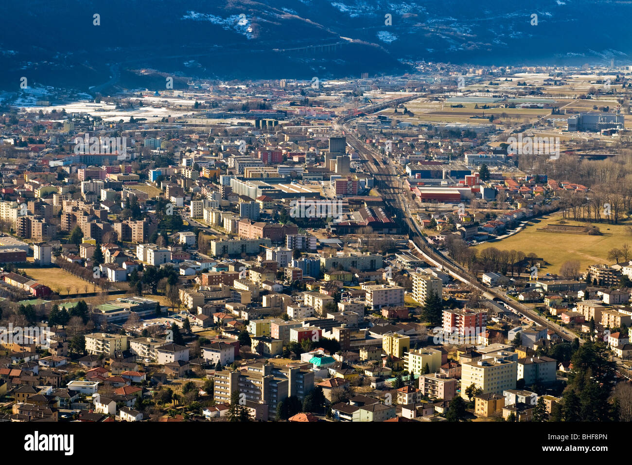 landscape bellinzona valley, Bellinzona, Canton Ticino, Switzerland Stock Photo