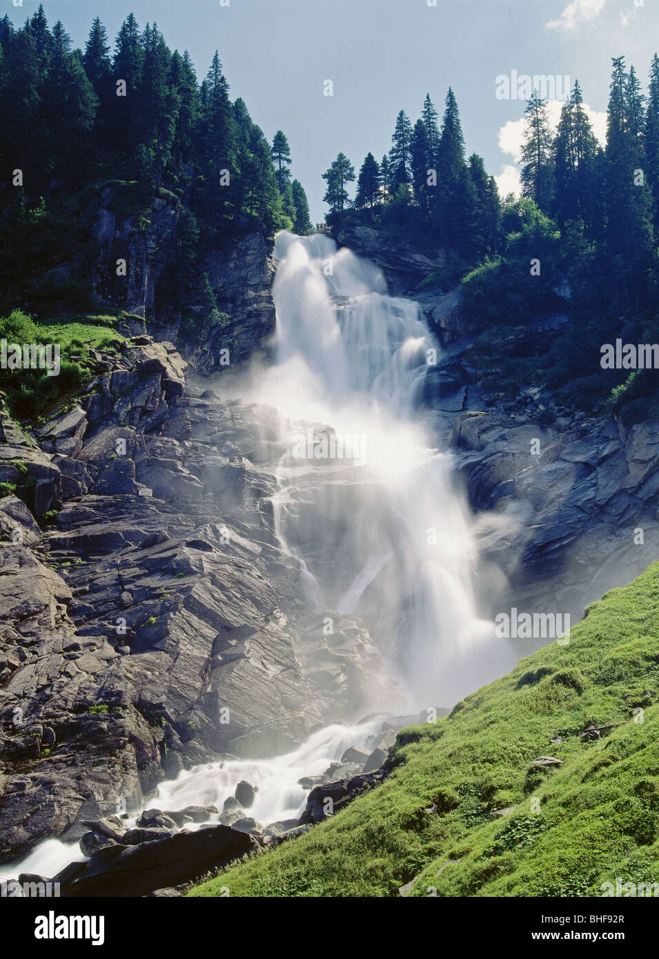 geography / travel, Salzburg (state), landscape, Krimmler Wasserfaelle (Krimml Falls), Oberer Achenfall (Upper Achen Waterfall), Additional-Rights-Clearance-Info-Not-Available Stock Photo