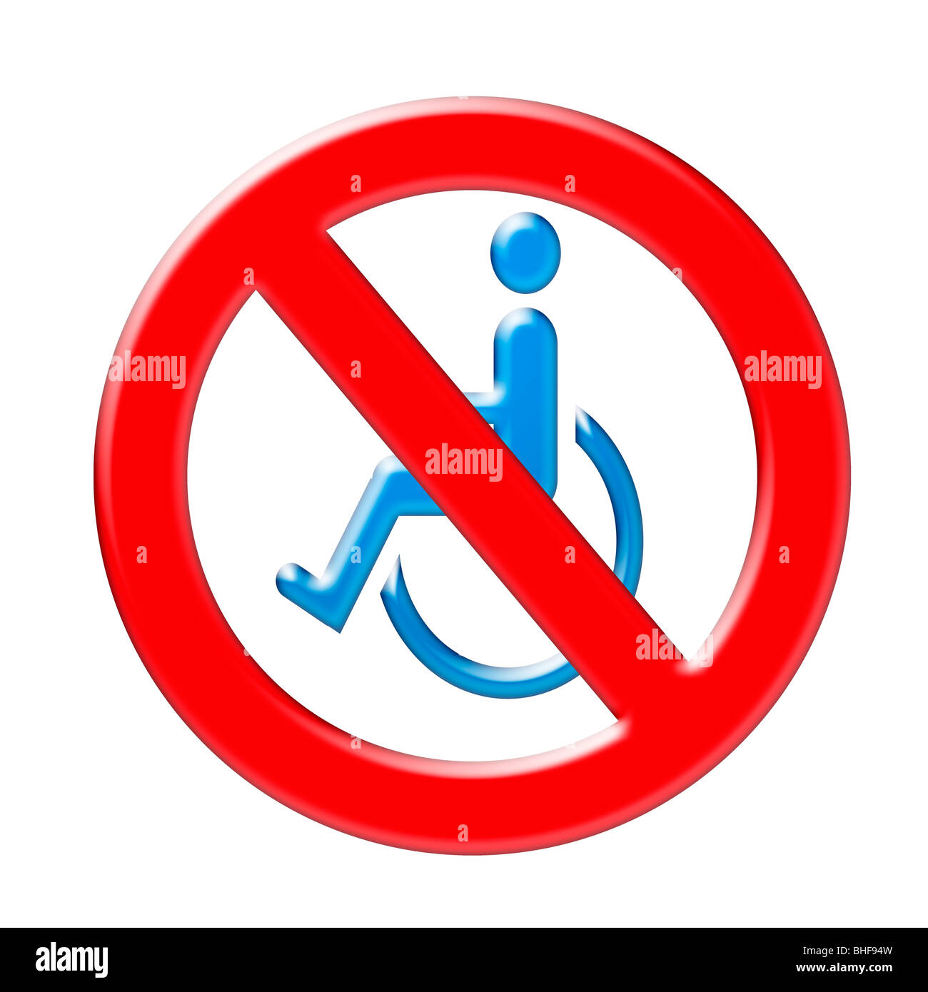 No Disabled Sign. Conceptual Image about Disability Hate Crime and Prejudice Stock Photo