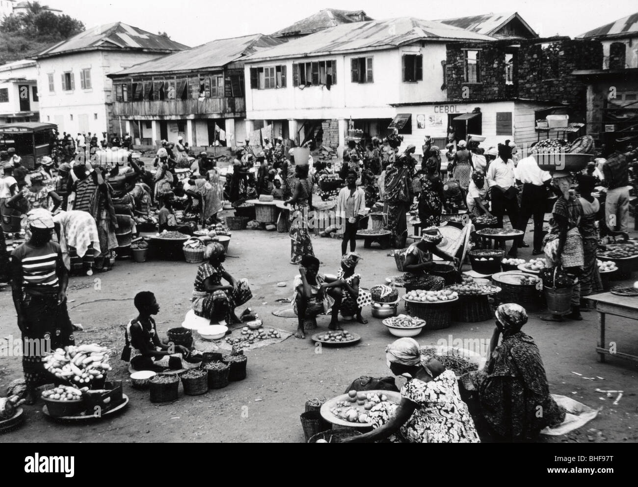 Street market, Ghana, Africa, 1971. Artist Unknown Stock Photo Alamy