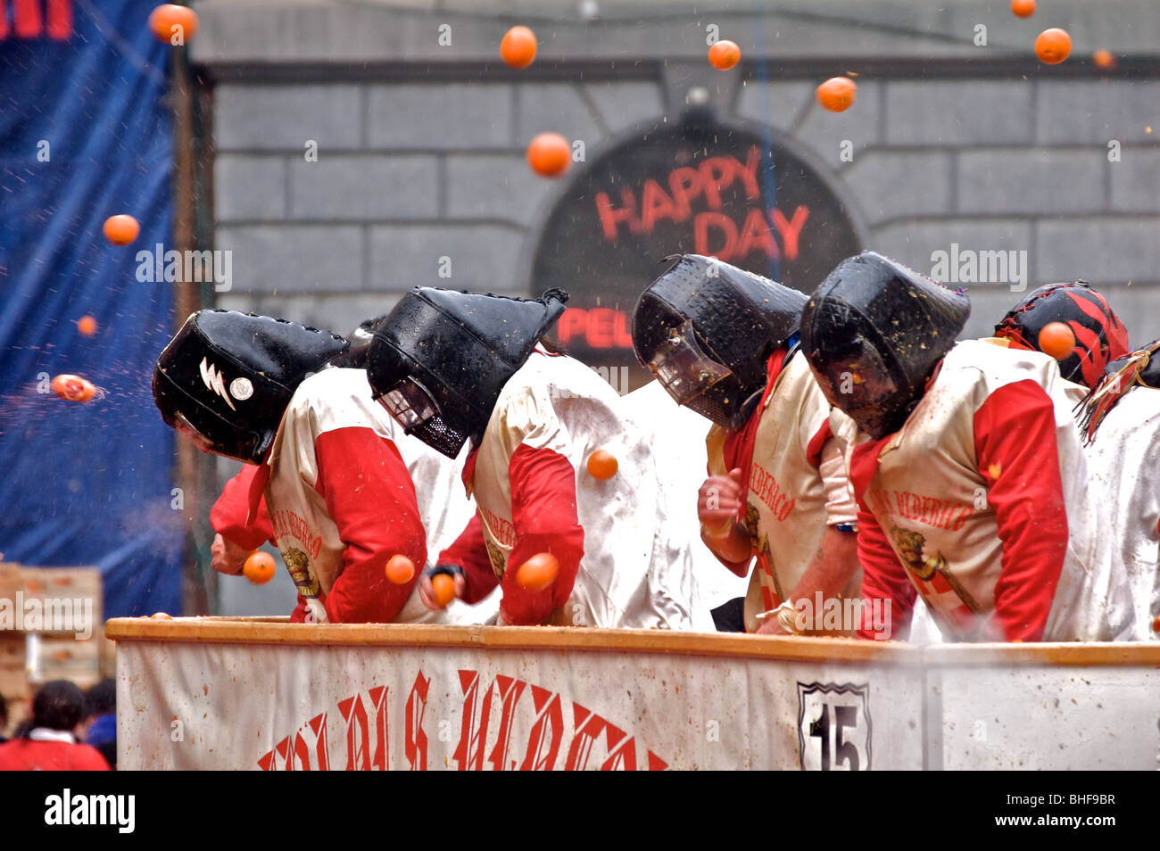 The Battle Of Oranges, Ivrea Carnival Stock Photo - Alamy