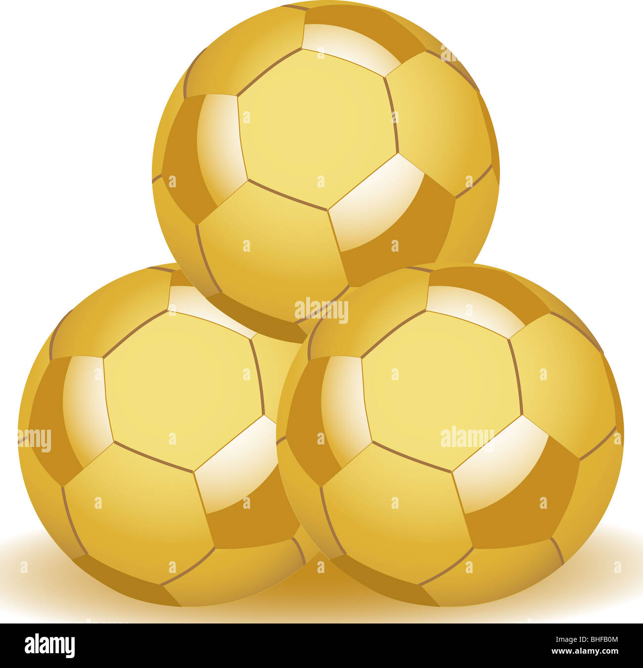Three golden footballs Stock Photo Alamy