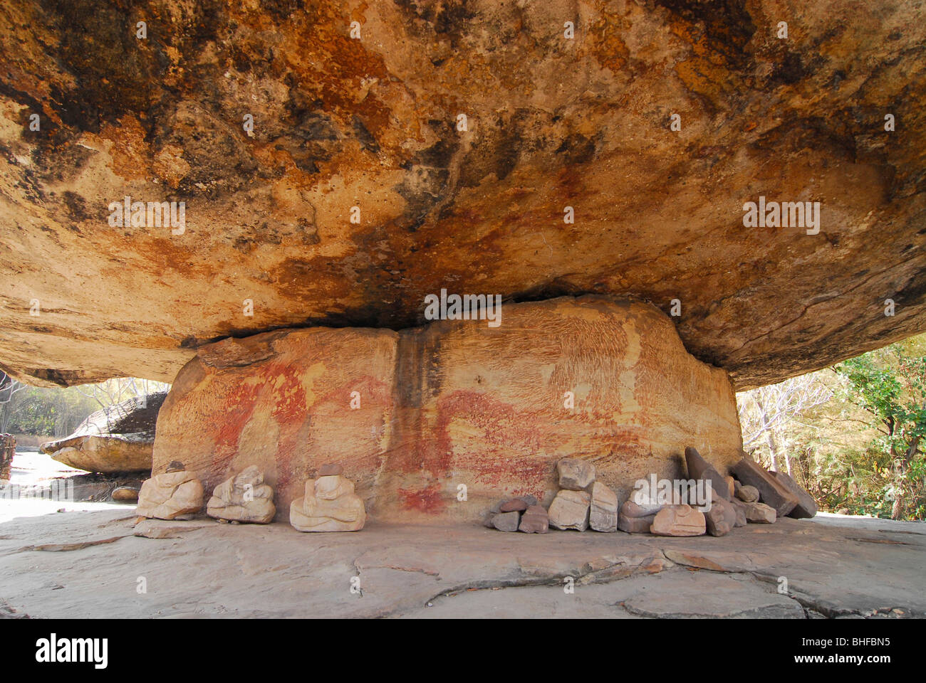 Prehistorical rock paintings at Phu Phrabat Historical Park, Provinz Udon Thani, Thailand, Asia Stock Photo