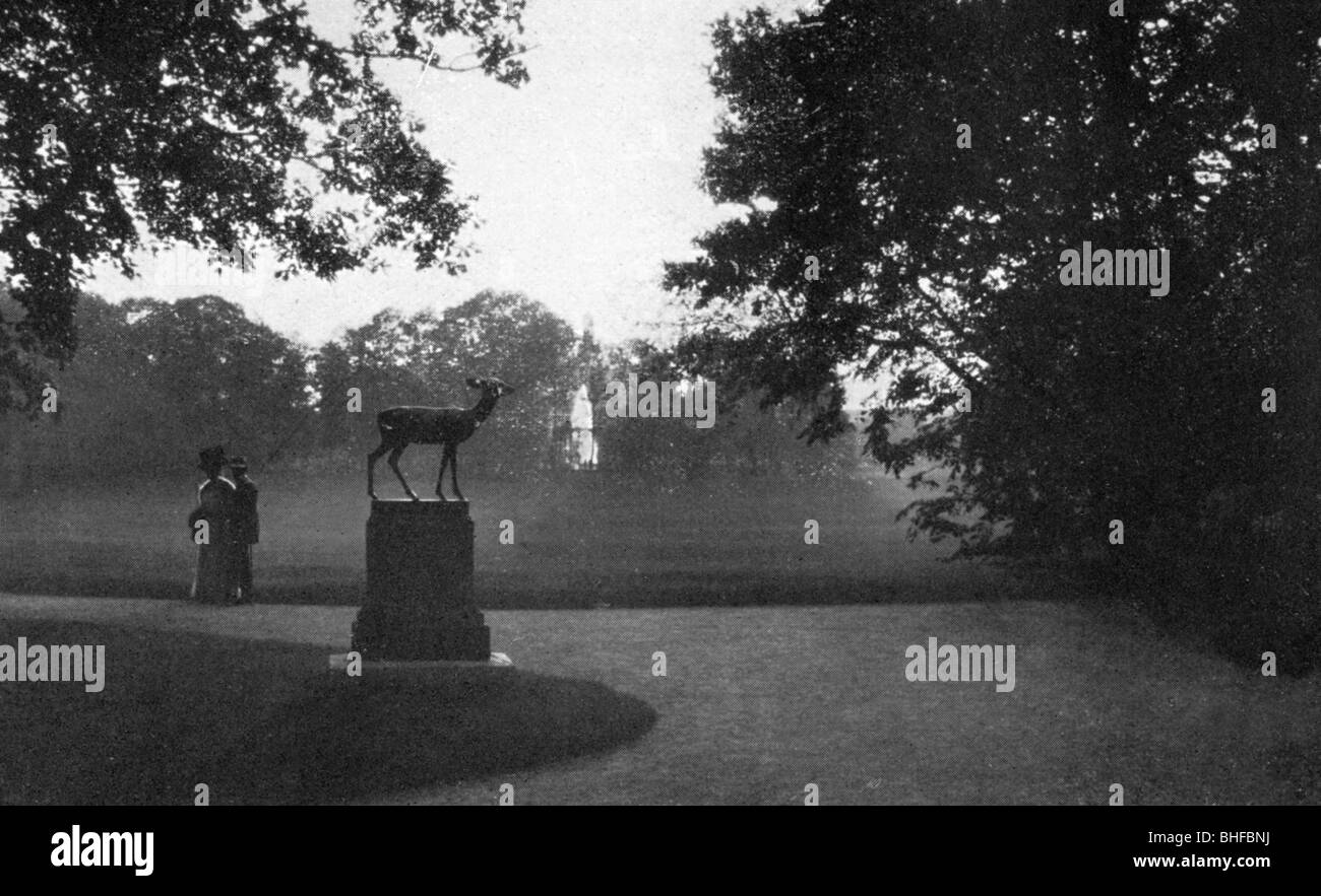exhibitions, 'Munich 1908', sculpture, deer, by E. Georgii, at the park, Stock Photo