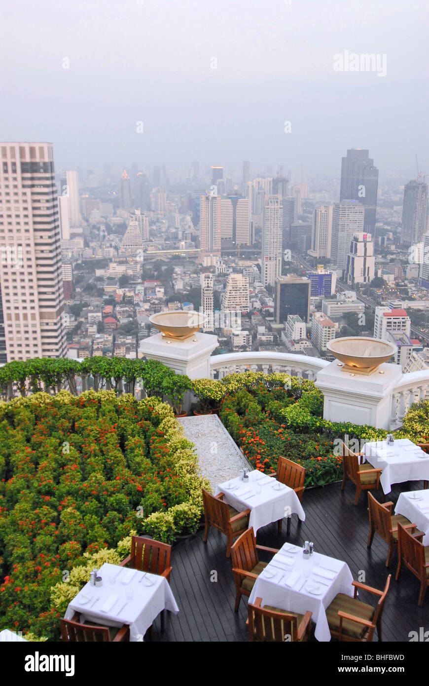 Restaurant Sirocco on top of the State Tower with view over Bangkok, Lebua Hotel, Bangkok, Thailand, Asia Stock Photo