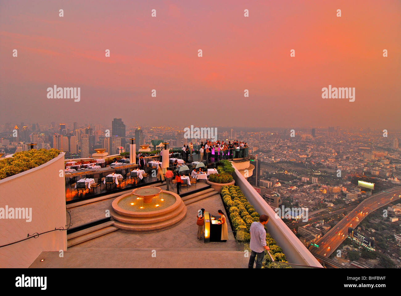 Restaurant Sirocco on top of State Tower with view over Bangkok, Lebua Hotel, Bangkok, Thailand, Asia Stock Photo
