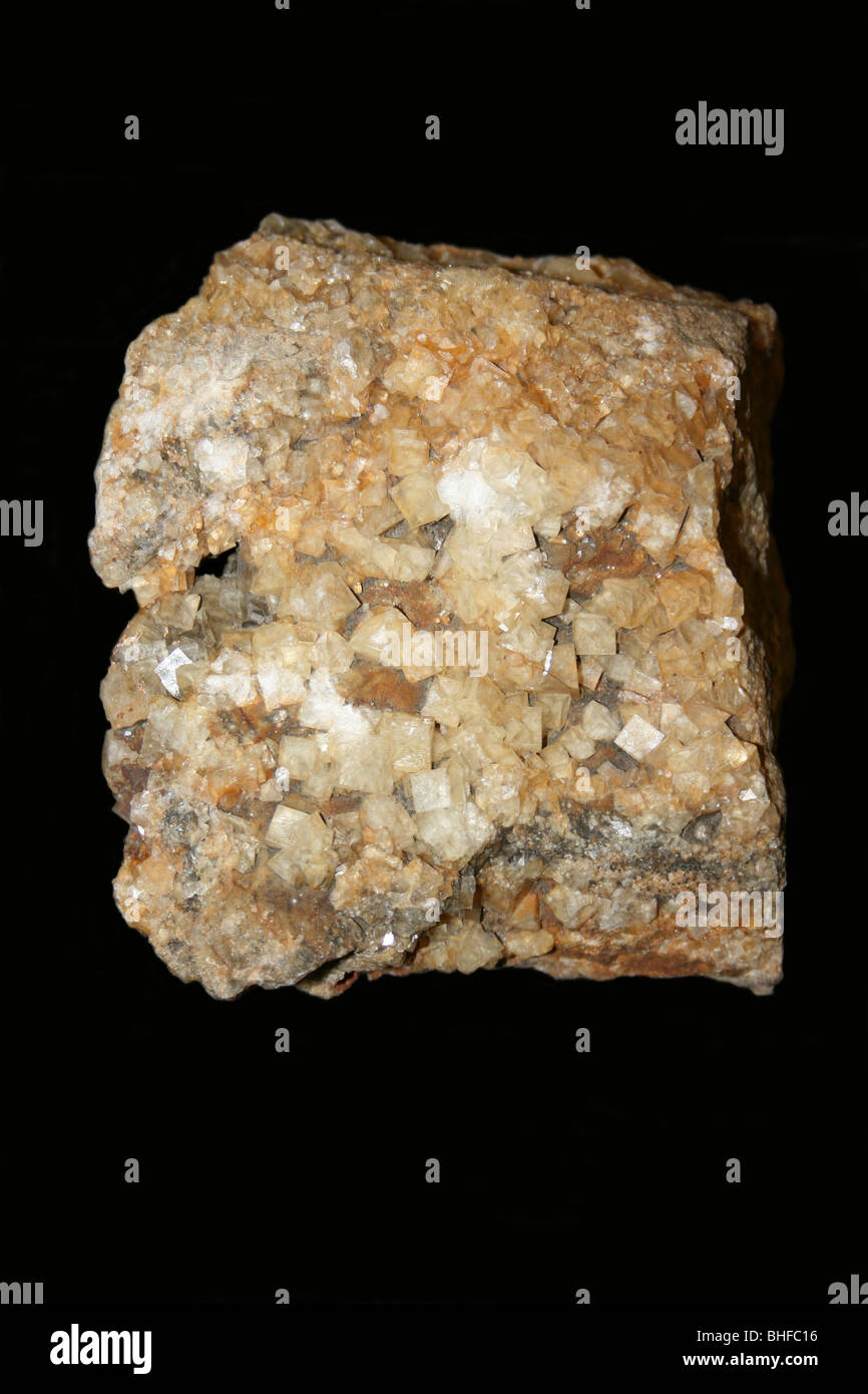 Fluorite Galena on Dolomitized Limestone from Matlock, Derbyshire, UK Stock Photo