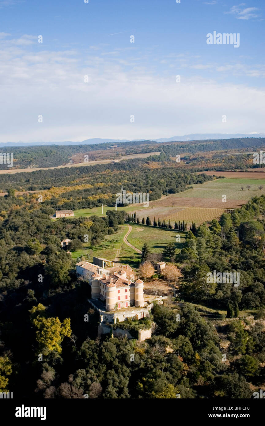 Aerial view of Castle Chateau Rousset in autumn, South France, Europe ...