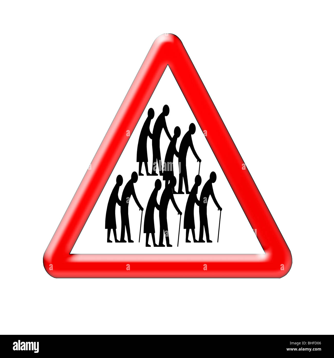 Warning Road Sign with Silhouettes of Old People. Conceptual Image of ...