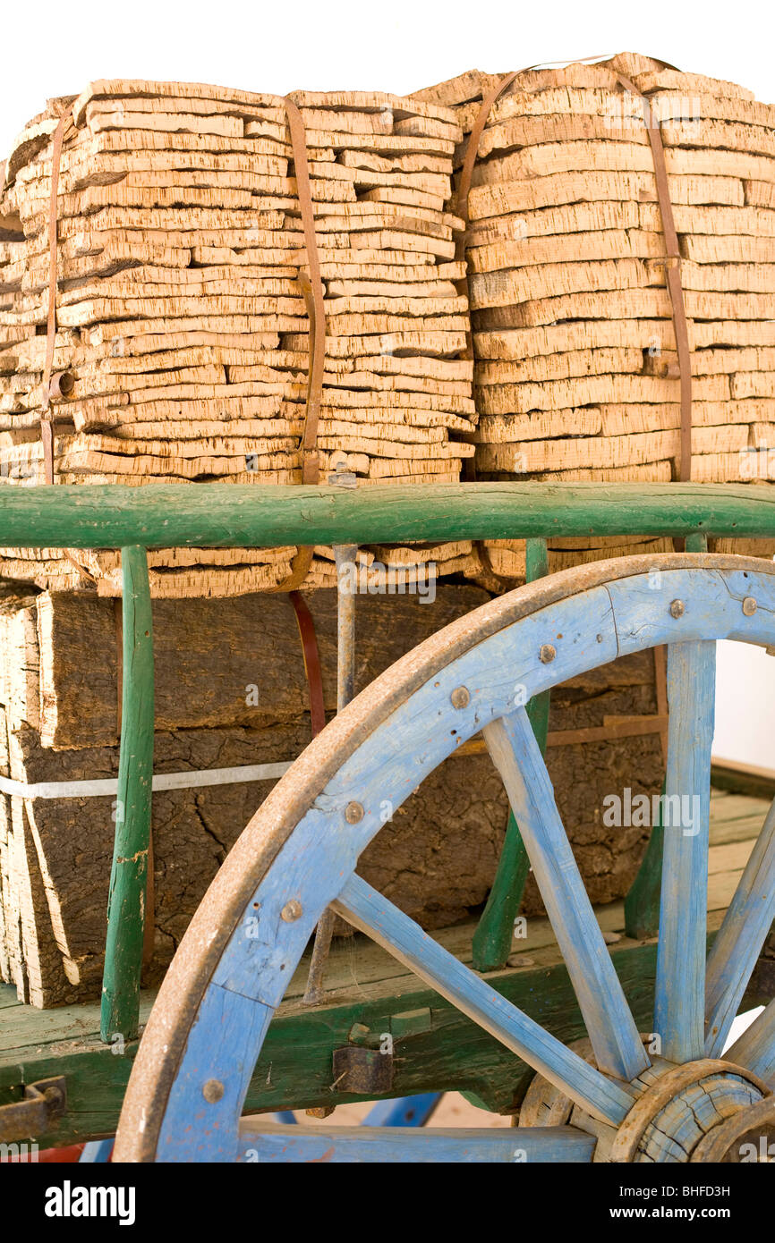 Cork mats on a cart, ethnographic museum, Museu Etnografico do Trajo