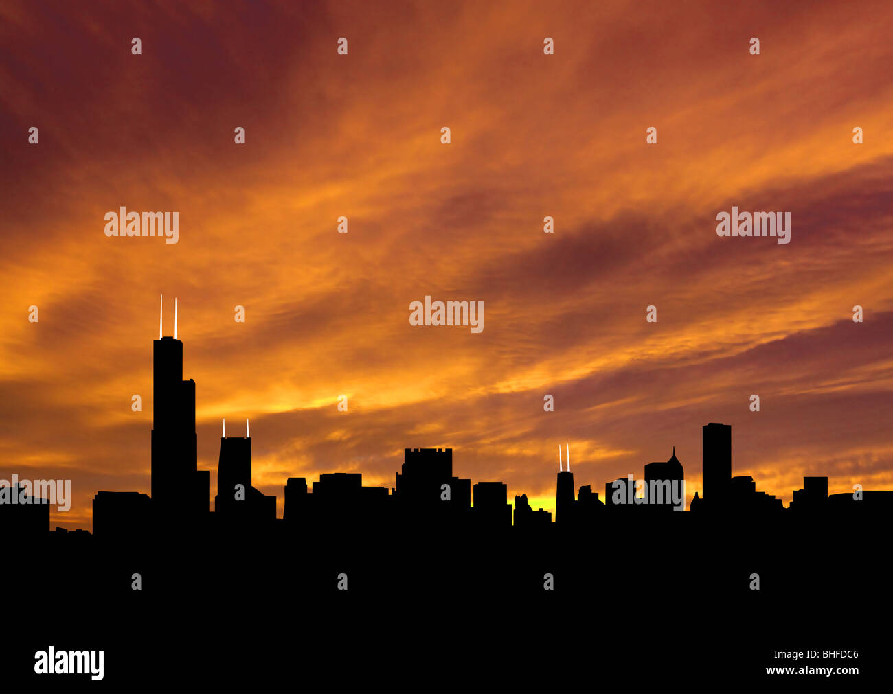 Chicago skyline silhouette hi-res stock photography and images - Alamy