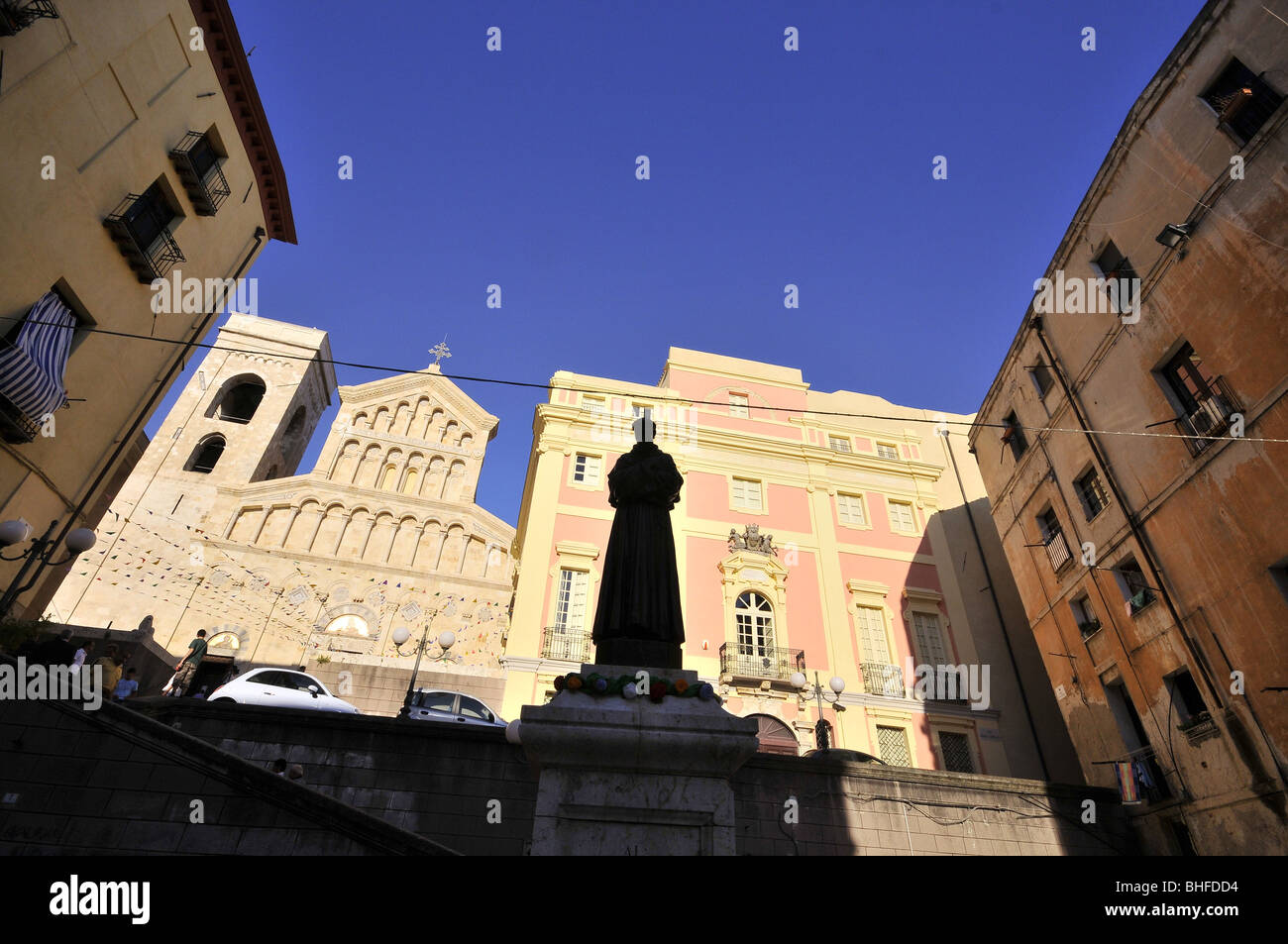 Duomo Santa Maria di Castello at Piazza Carlo Alberto under blue sky, Cagliari, Sardinia-south, Italy, Europe Stock Photo