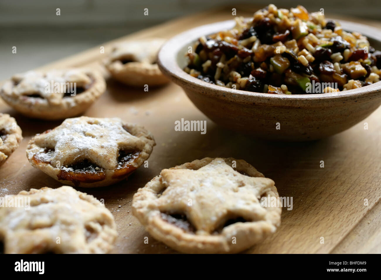 Homemade mincemeat and mince pies Stock Photo