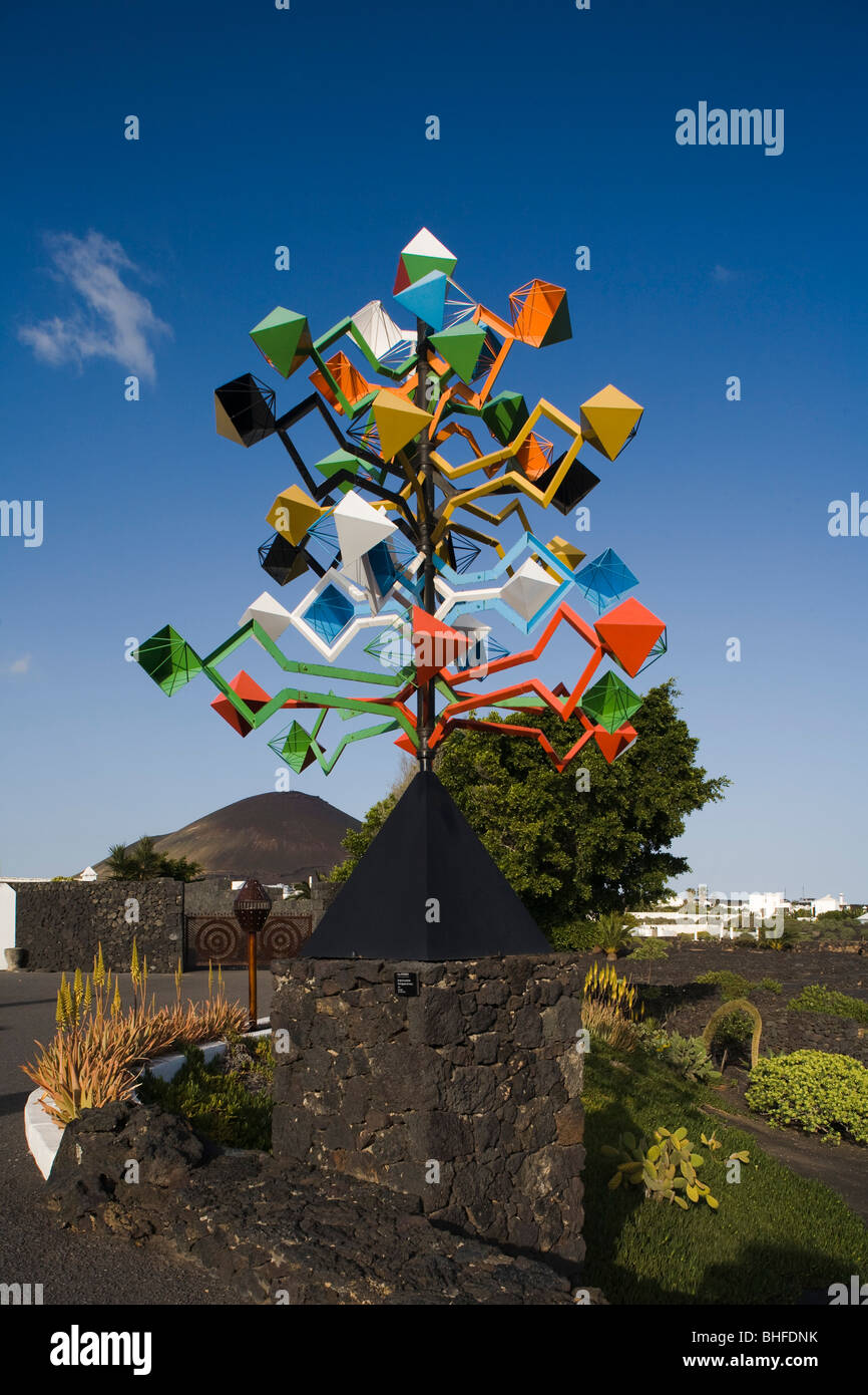 Sculpture by Cesar Manrique, former residence of artist and architect Cesar Manrique, museum, Fundacion Cesar Manrique, Taro de Stock Photo