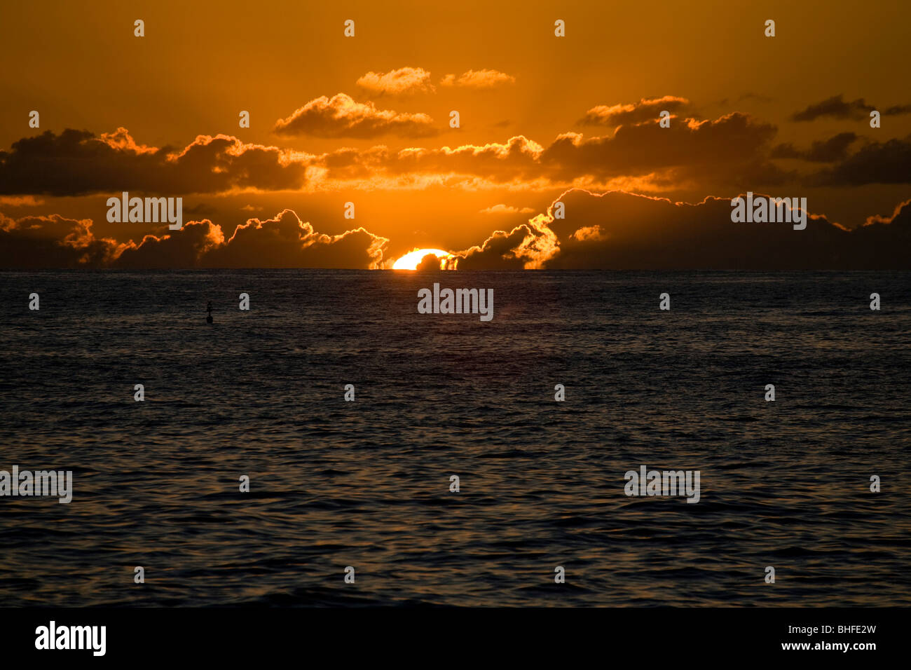 Sunset from Puerto de Tazacorte, Atlantic ocean, La Palma, Canary Islands, Spain, Europe Stock Photo