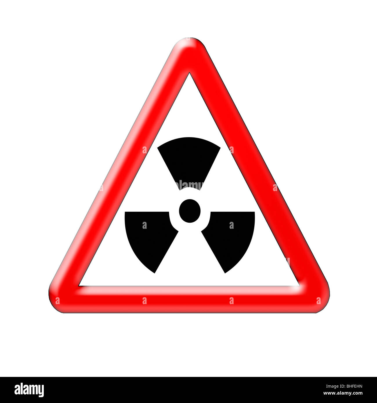 Radiation Hazard Warning Road Sign. Conceptual image of Anti Nuclear Protest Stock Photo