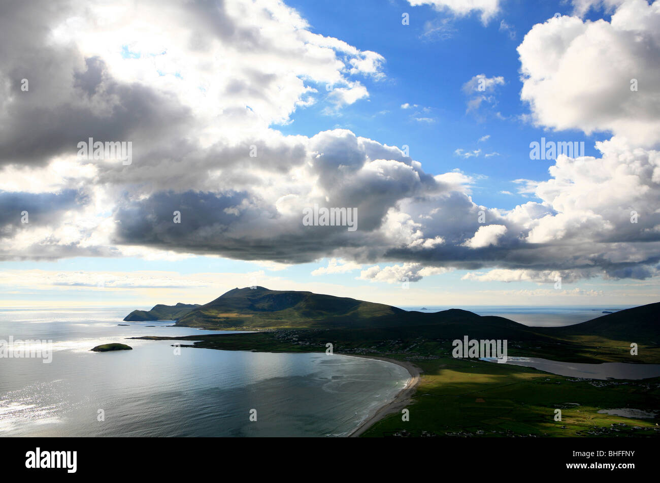 View across Keel and Achill Head, Achill Island, County Mayo, west coast, Ireland, Europe Stock Photo