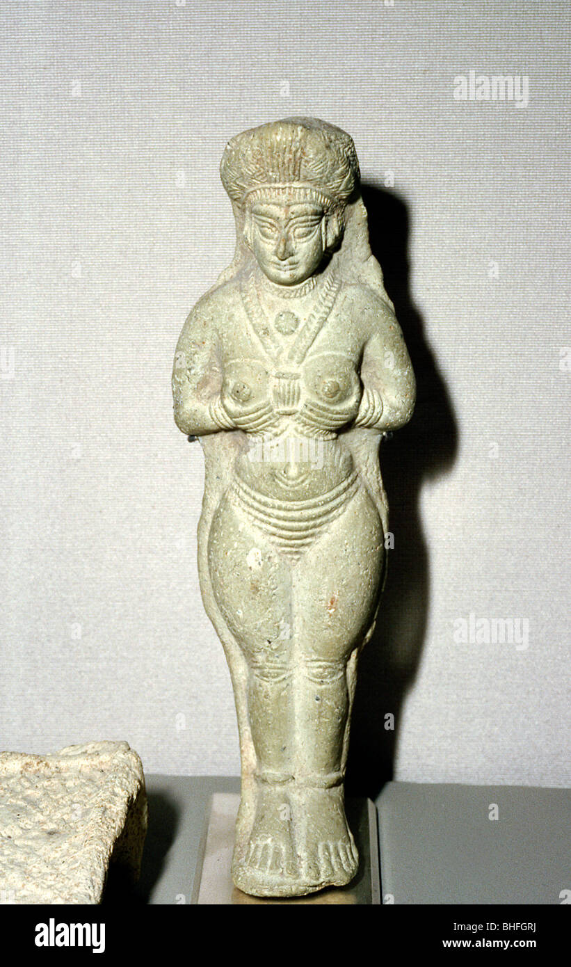 Terracotta statue of the goddess Astarte (Ishtar), Susa, Middle Elamite period, 1150 - 1100 BC. Artist: Unknown Stock Photo