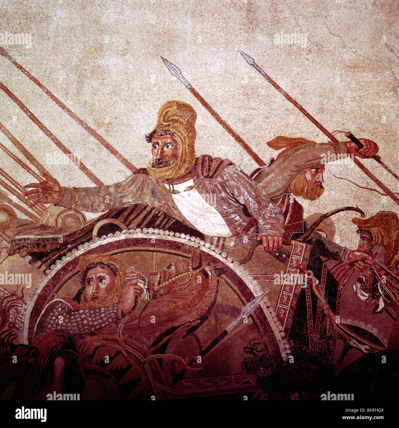 Roman mosaic of Darius II of Persia at the Battle of Issus, Pompeii