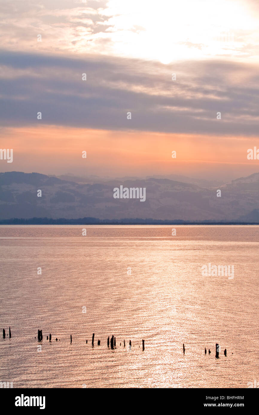 Sunset over Lake Constance (Bodensee), Germany Stock Photo