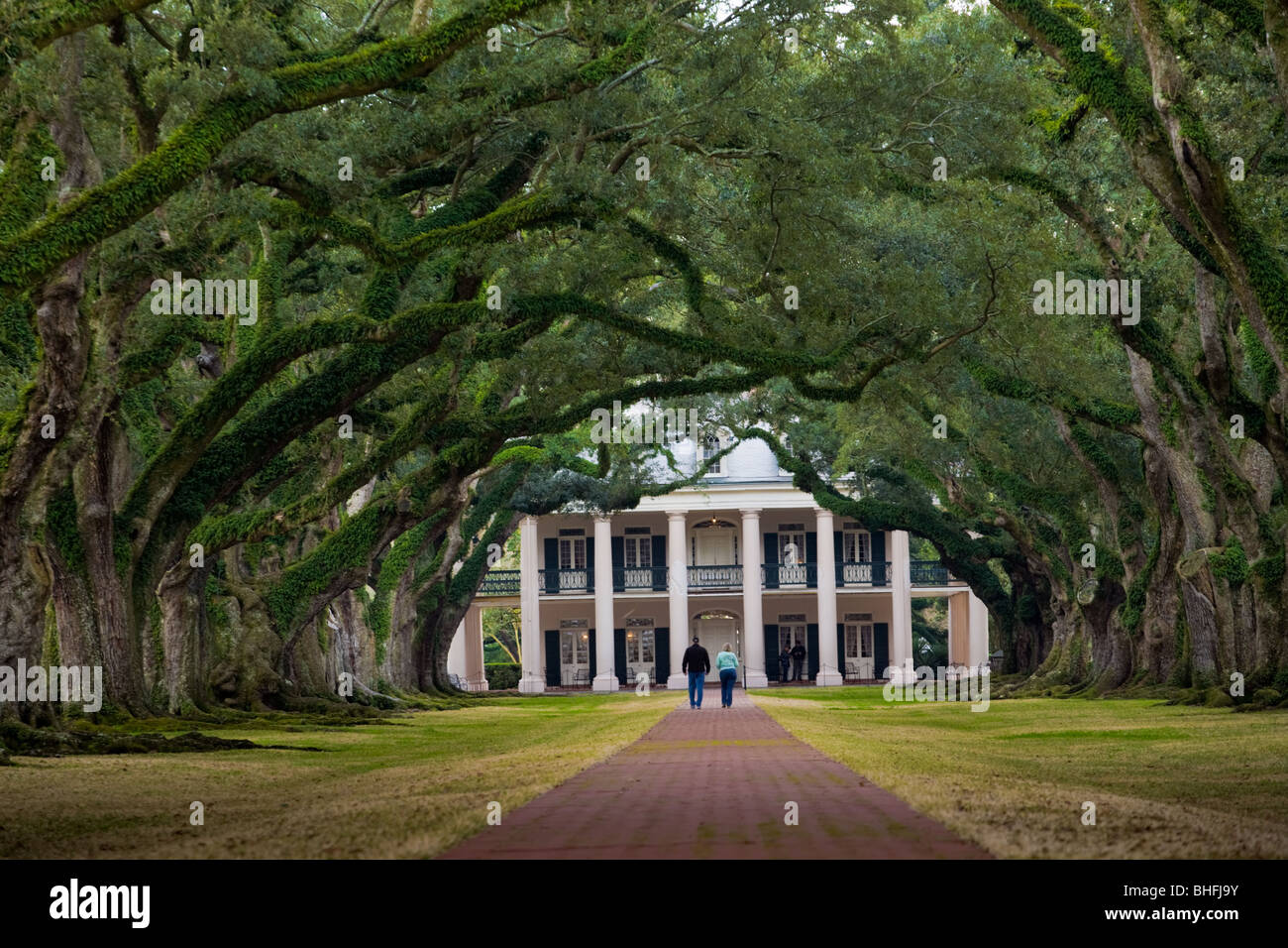 Oak Alley plantation, iconic southern gothic scene, on River Road north of New Orleans Louisiana Stock Photo