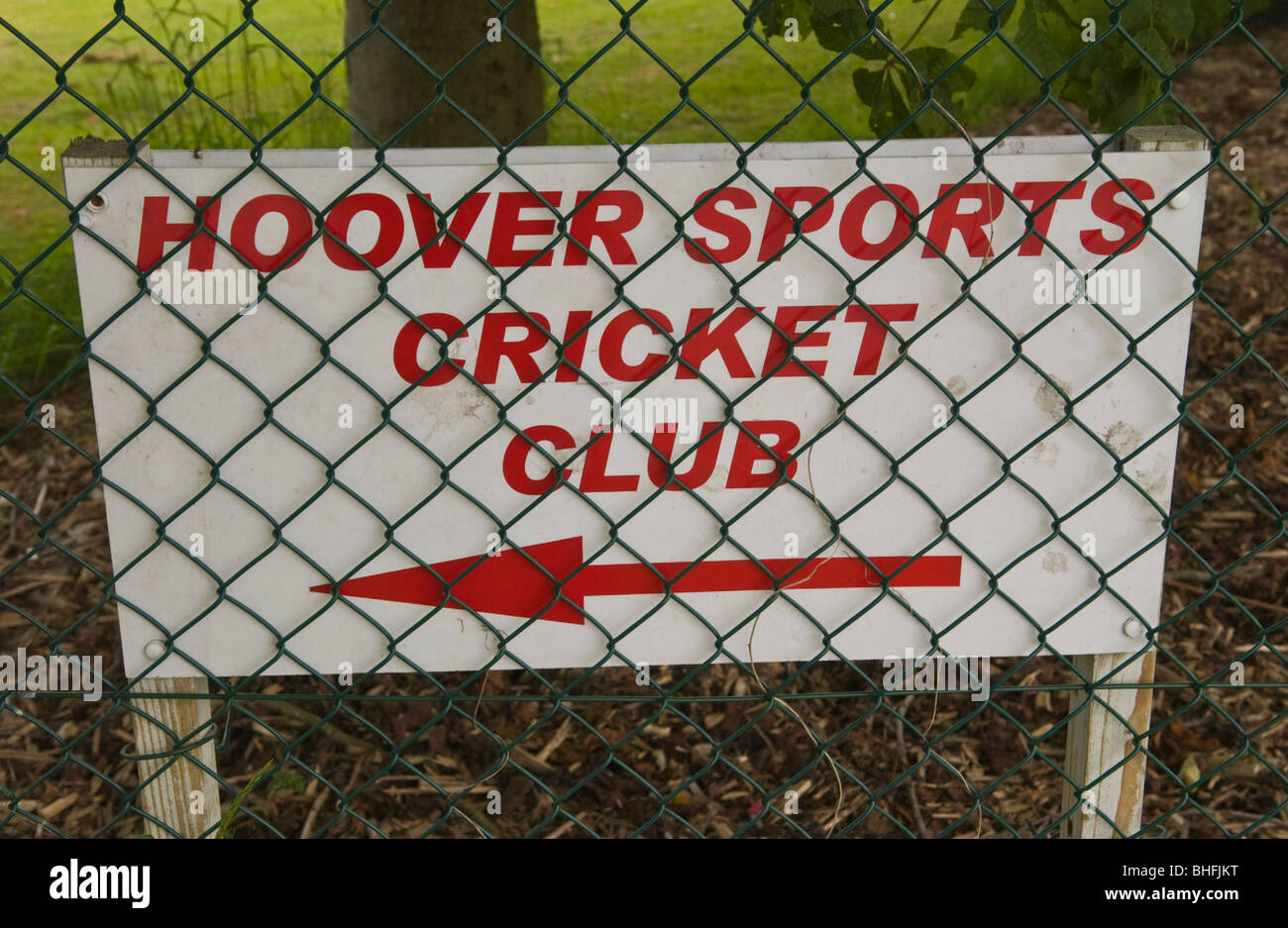 Direction sign to Cricket Club attached to Hoover factory in Merthyr Tydfil South Wales UK Stock Photo