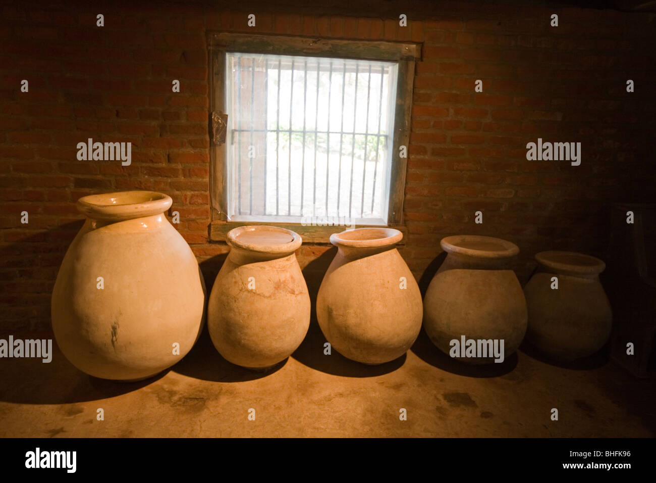 Clay pots were filled with food, stored in ground for refrigeration, Laura Plantation, Louisiana, on the River Road Stock Photo