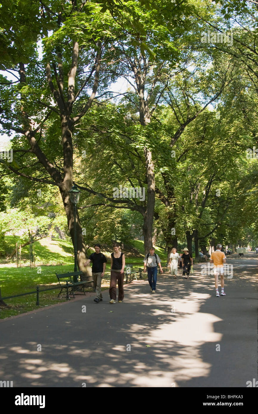 Planty park walk in downtown Krakow Poland Stock Photo