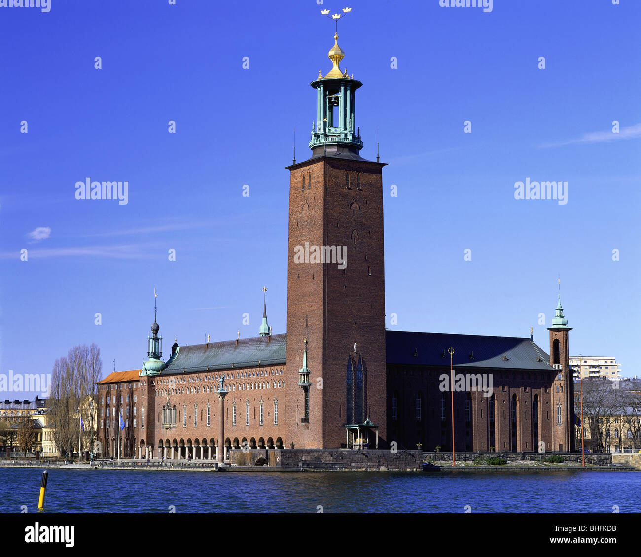 geography / travel, Sweden, Stockholm, buildings, Stadshus (city hall), built 1911 - 1923 by Ragnar Ostberg, exterior view, Additional-Rights-Clearance-Info-Not-Available Stock Photo