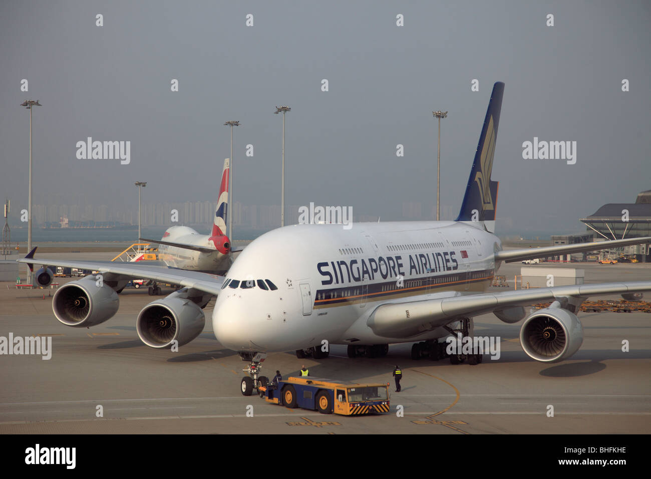 Singapore Airlines Airbus A 380 jet airplane Stock Photo