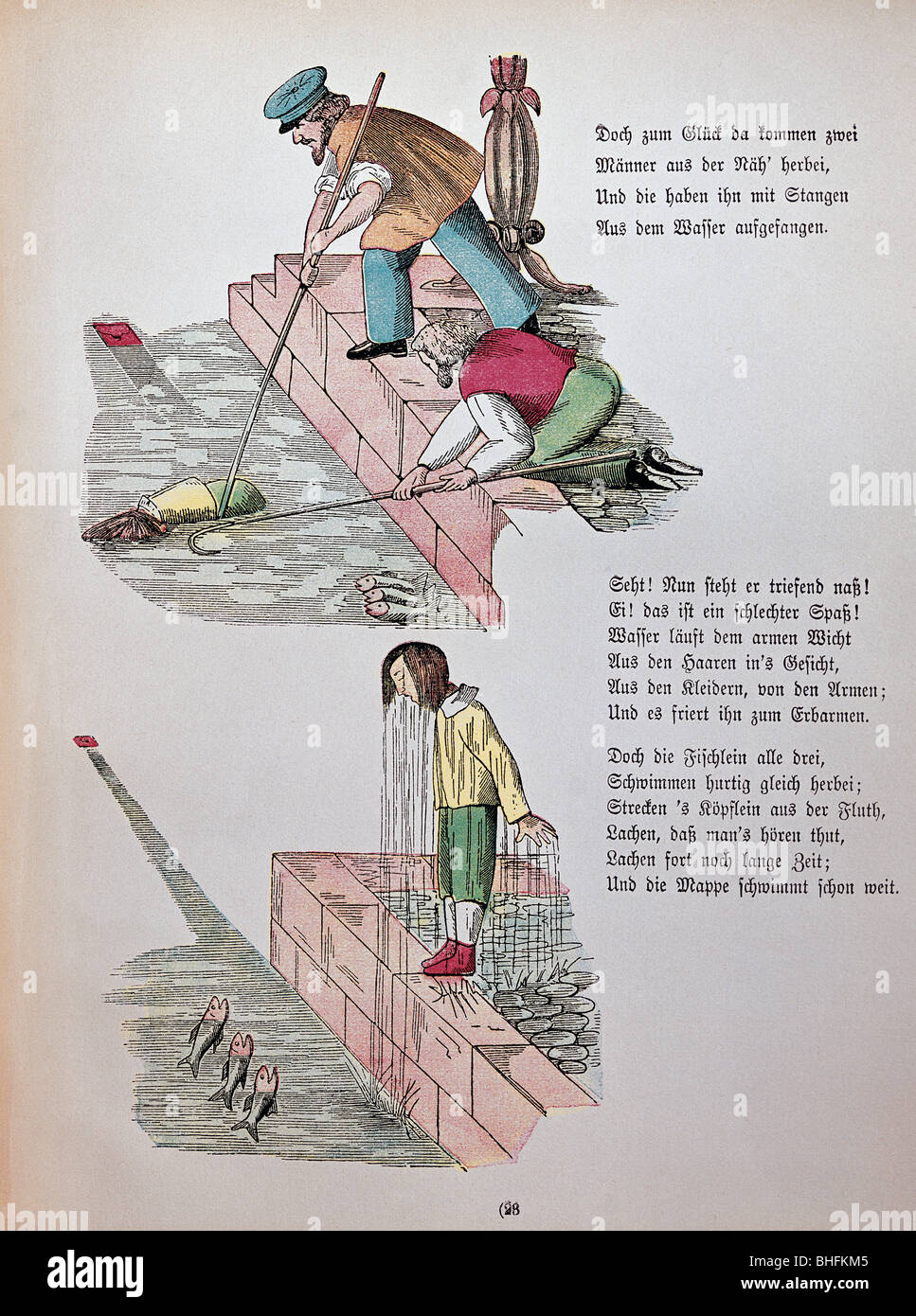 literature, "Der Struwwelpeter", "Die Geschichte vom Hans Guck-in-die-Luft" (The Story of Hans Look-in-the-Air), illustration by Heinrich Hoffmann, anniversary edition, Frankfurt, 1876, Stock Photo