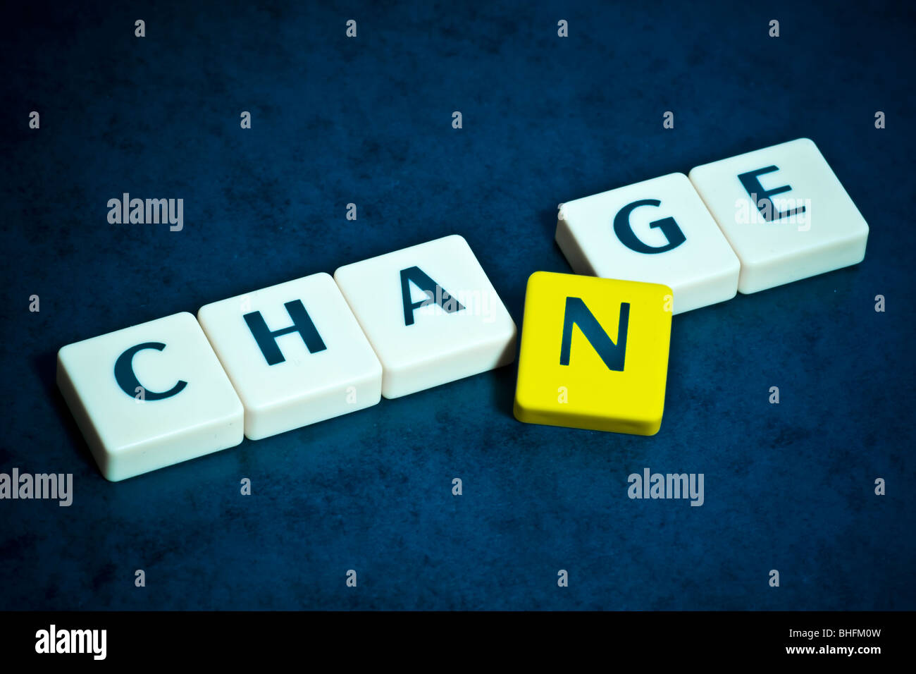 Change Letters on beautiful blue backround Stock Photo