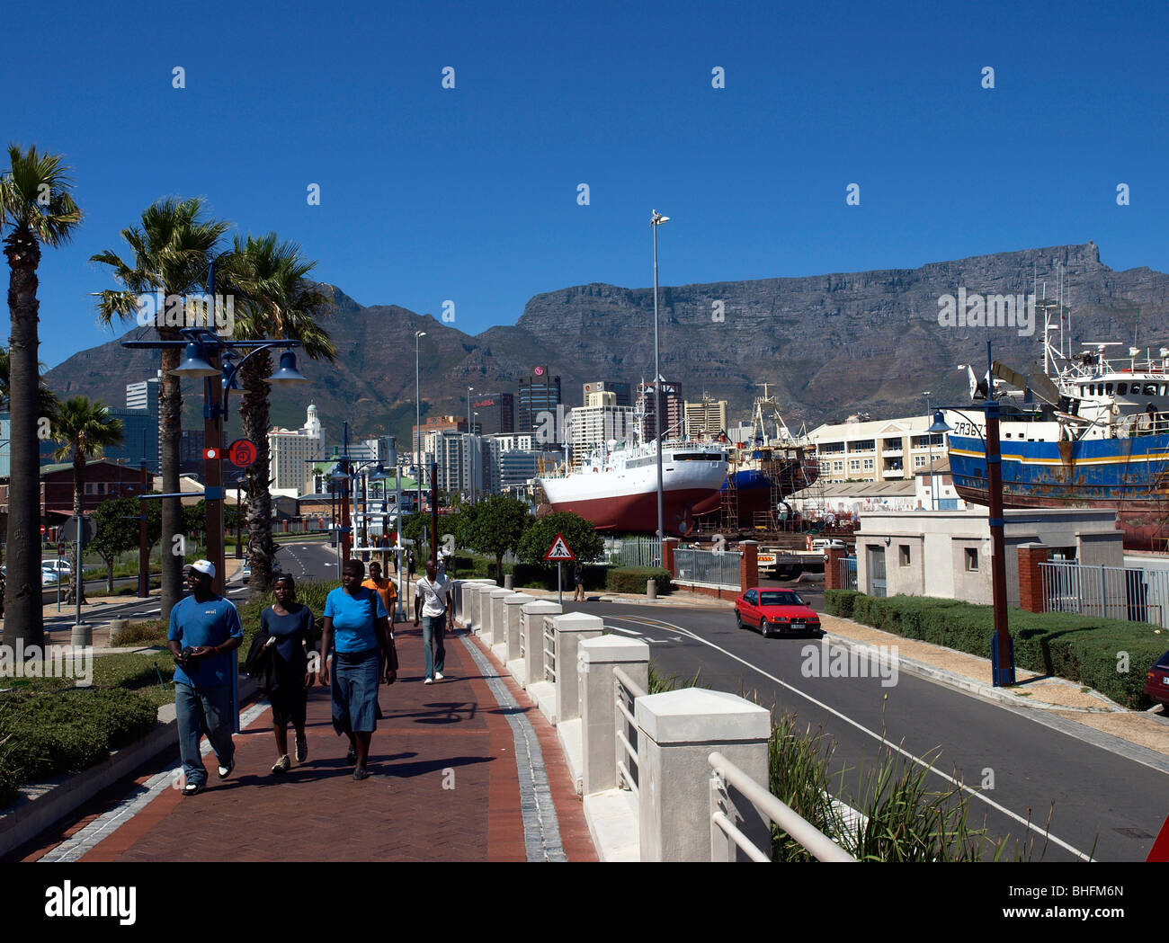Ship Wharf  on Victoria & Alfred Waterfront and City Bowl CBD with Table Mountain Cape Town South Africa Stock Photo