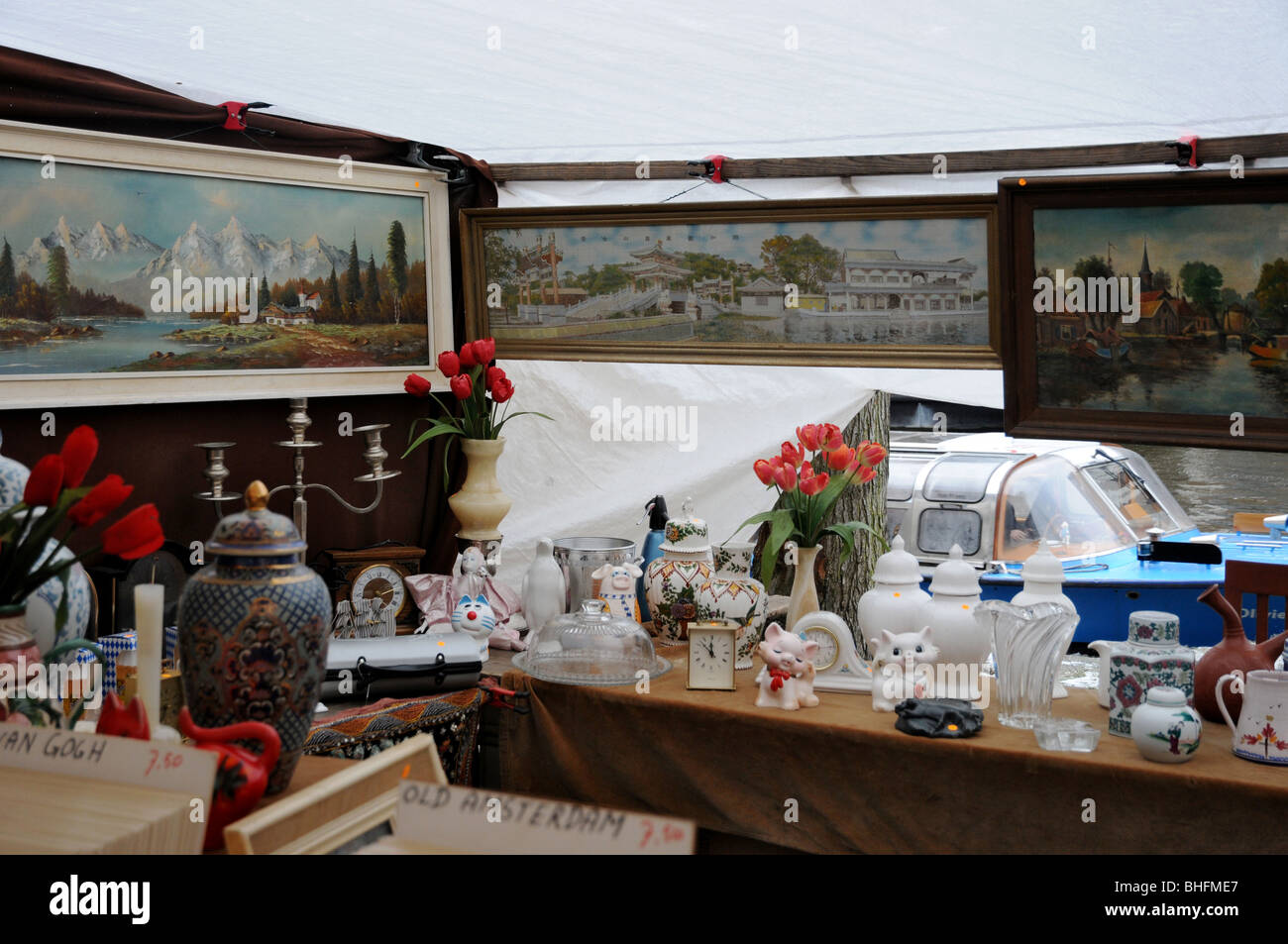 A stand on a flea market in Amsterdam Stock Photo