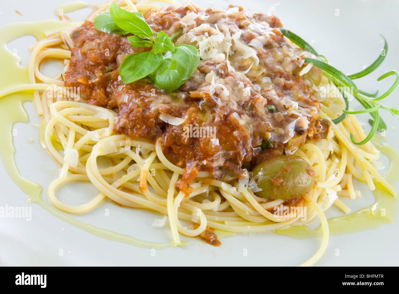italian spagetti with tomato sauce Stock Photo