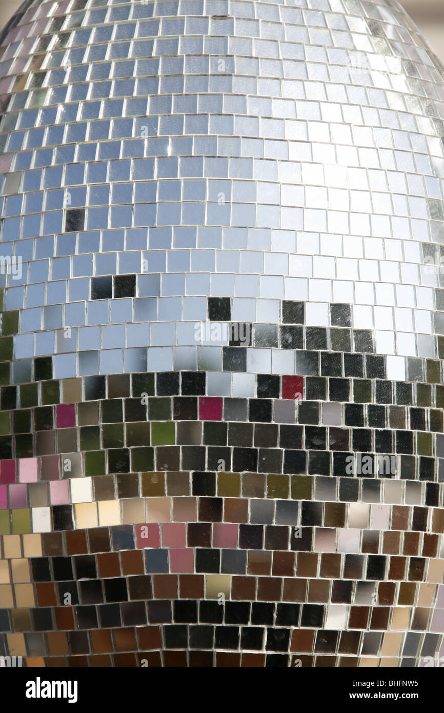 one illuminated glitter ball hanging outdoors Stock Photo Alamy