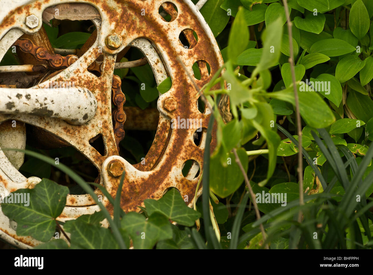 chain and pedal mechanism of old rusted bike Stock Photo Alamy