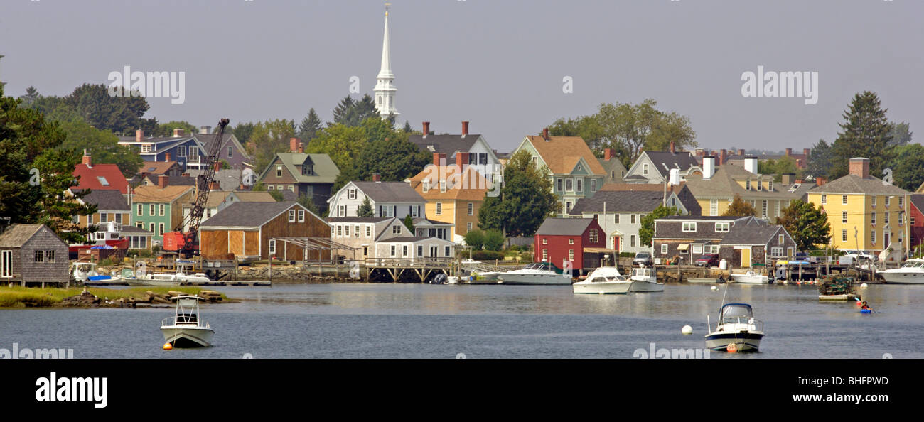 New Hampshire Portsmouth historic houses village New England USA waterfront harbor NH Stock Photo