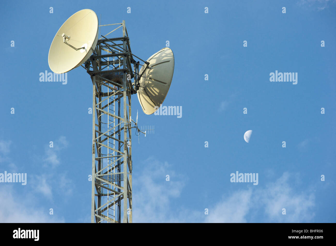 Beaufort West telecommunications with moon Stock Photo