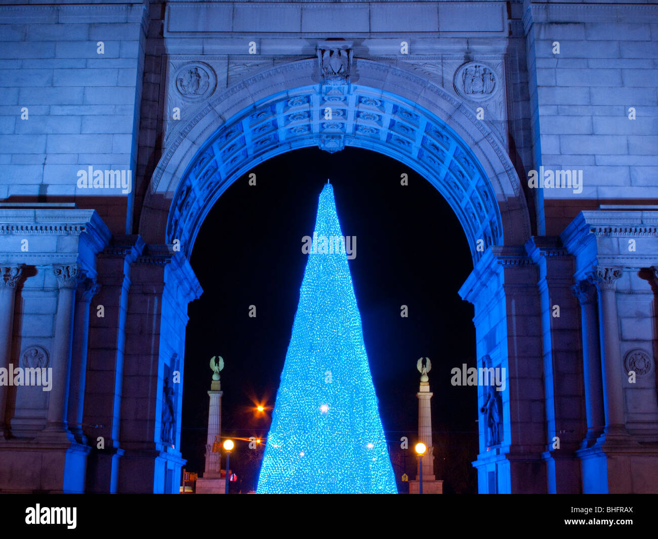 Holiday tree lights Brooklyn New York Stock Photo Alamy