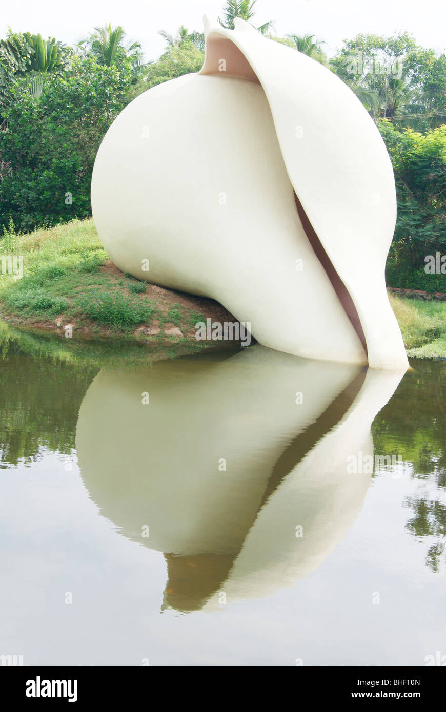 Conch sculpture from veli Lake garden park in Kerala,India Stock Photo