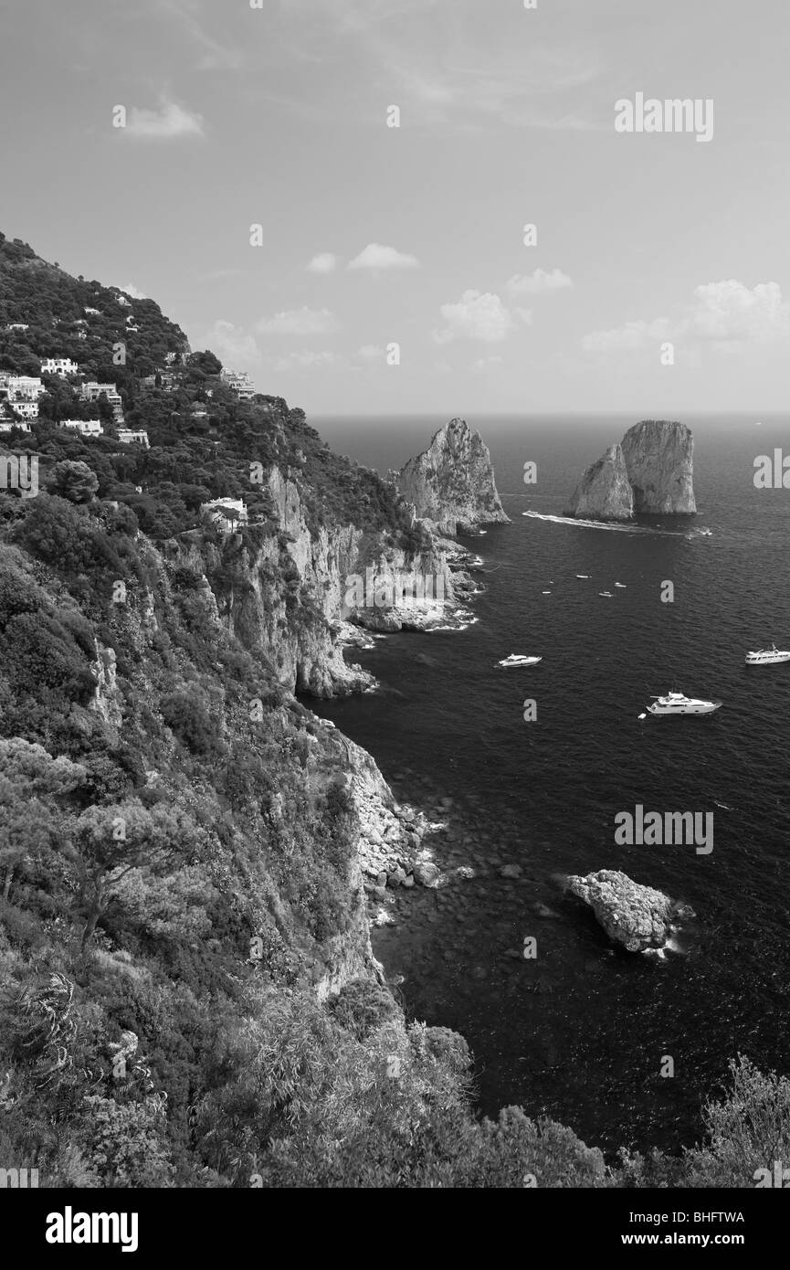 View of Capri Coastline from The Garden of Augustus, Island of Capri, Italy Stock Photo