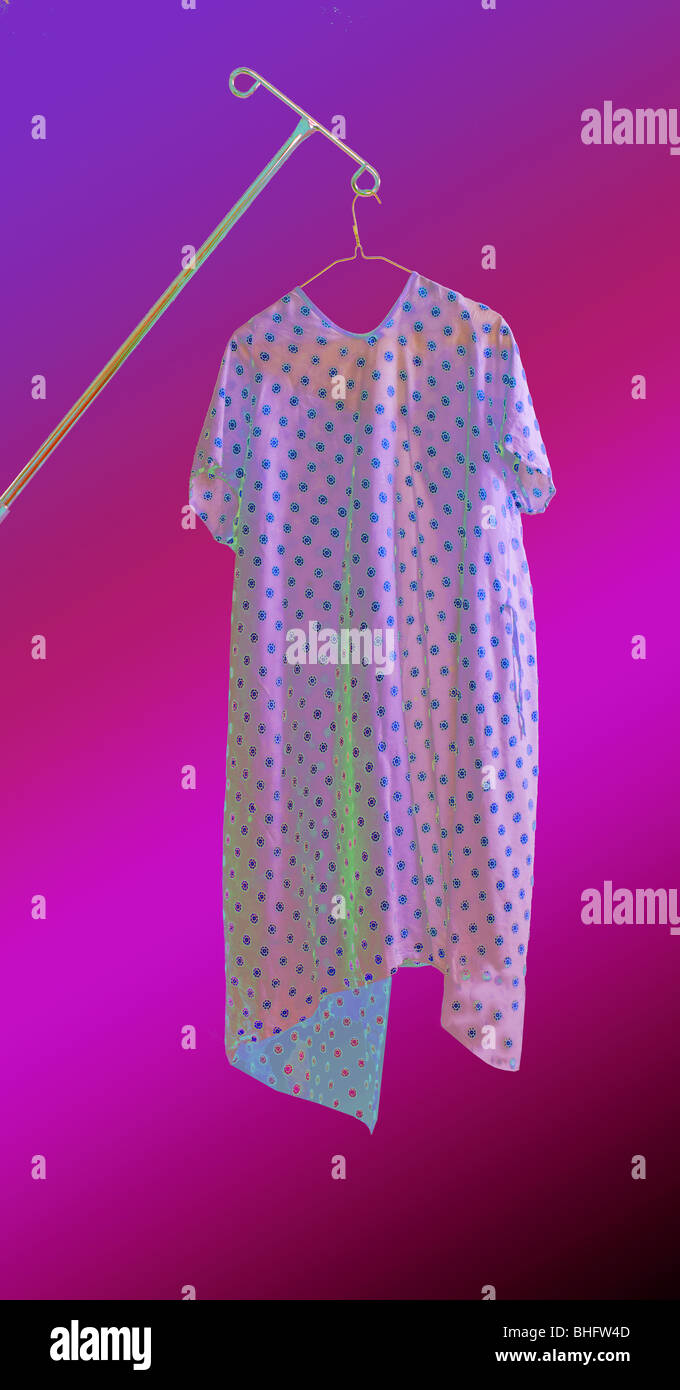 A patient gown which is a practical, comfortable, and cost-effective means of clothing patients in the health care field. Stock Photo